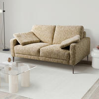 2-SITZER-SOFA Webstoff Hellbraun  - Hellbraun/Schwarzchrom, Design, Textil/Metall (157/85/92cm) - Livetastic