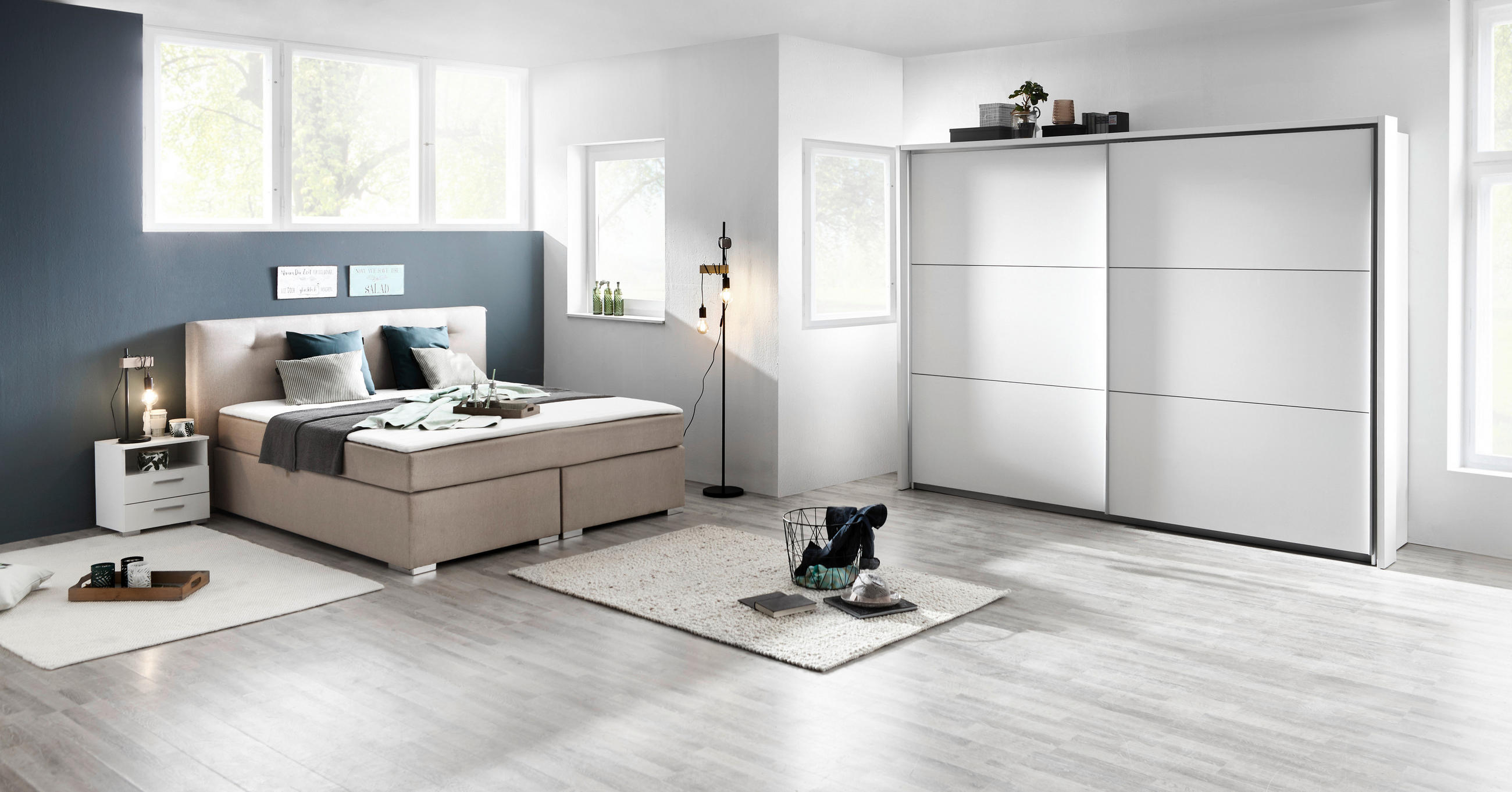BOXSPRINGBETT 180/200 cm  in Beige  - Chromfarben/Beige, KONVENTIONELL, Kunststoff/Textil (180/200cm) - Carryhome