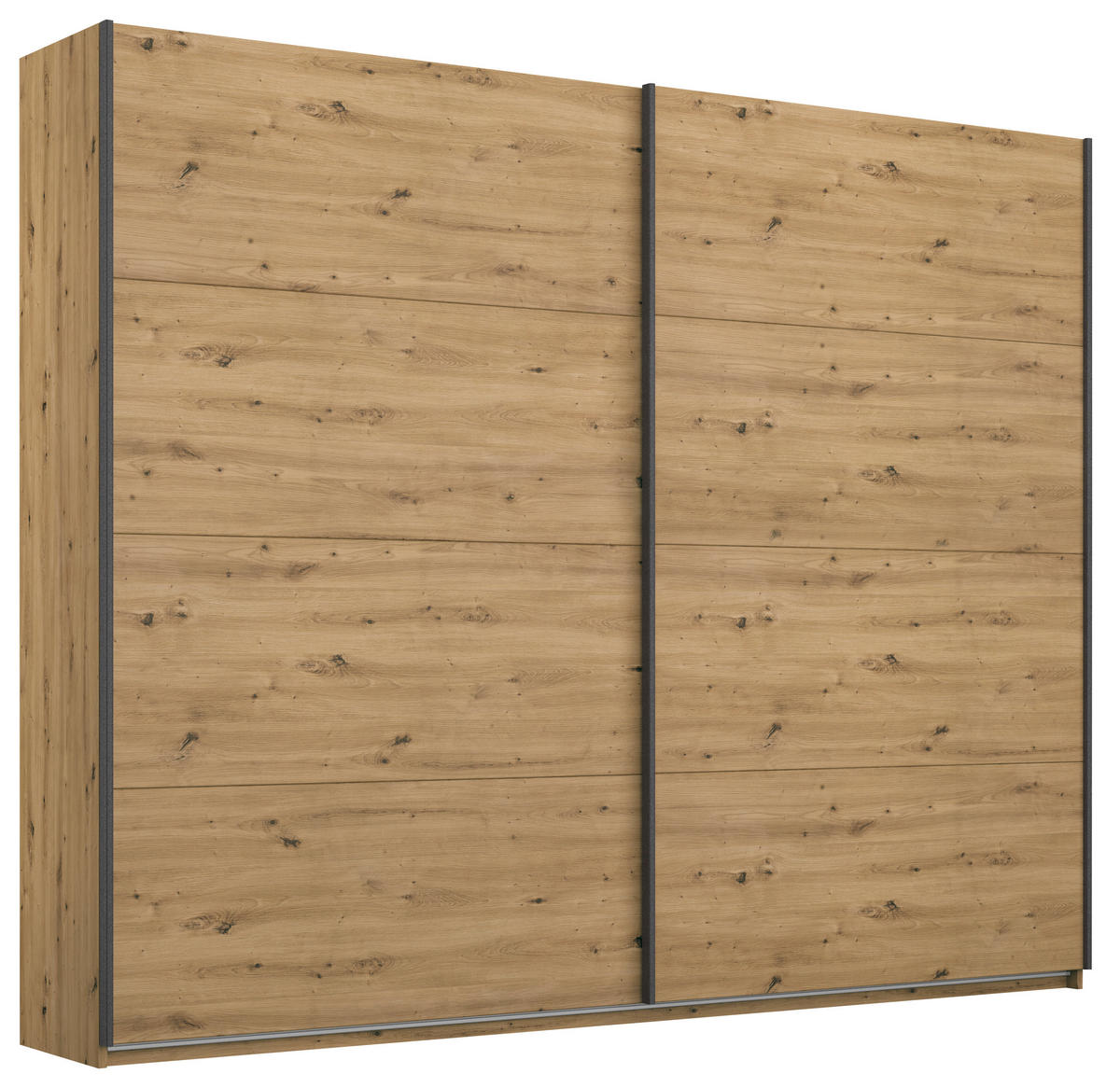 GARDEROB MED SKJUTDÖRRAR 226/210/62 cm 2-dörrar - ek Artisan/grå, Modern, metall/trämaterial (226/210/62cm) - Rauch Möbel