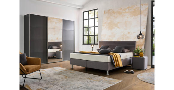 SCHWEBETÜRENSCHRANK in Dunkelgrau - Chromfarben/Dunkelgrau, Design, Glas/Holzwerkstoff (270/230/62cm) - Xora