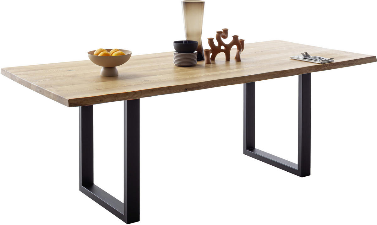 ESSTISCH in Holz 200/100/76 cm  - Wildeiche/Schwarz, Konventionell, Holz/Metall (200/100/76cm) - Valdera