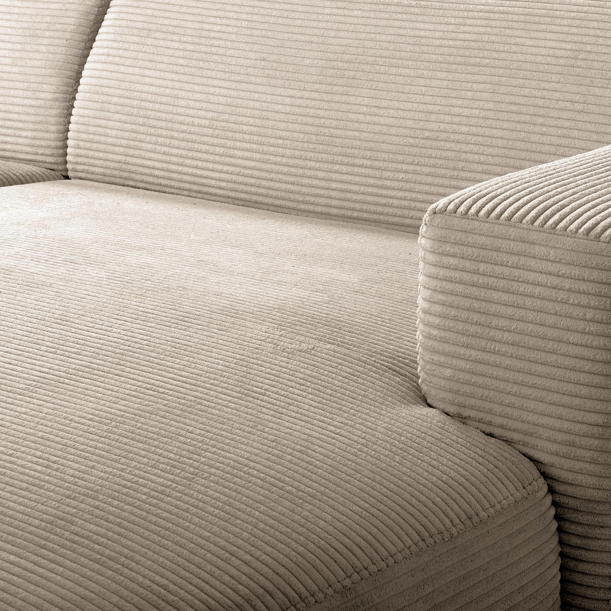 ECKSOFA RENO Hellgrau Cord Relaxfunktion, Kopfteilverstellung  - Hellgrau/Schwarz, Design, Kunststoff/Textil (248/184cm) - Livetastic