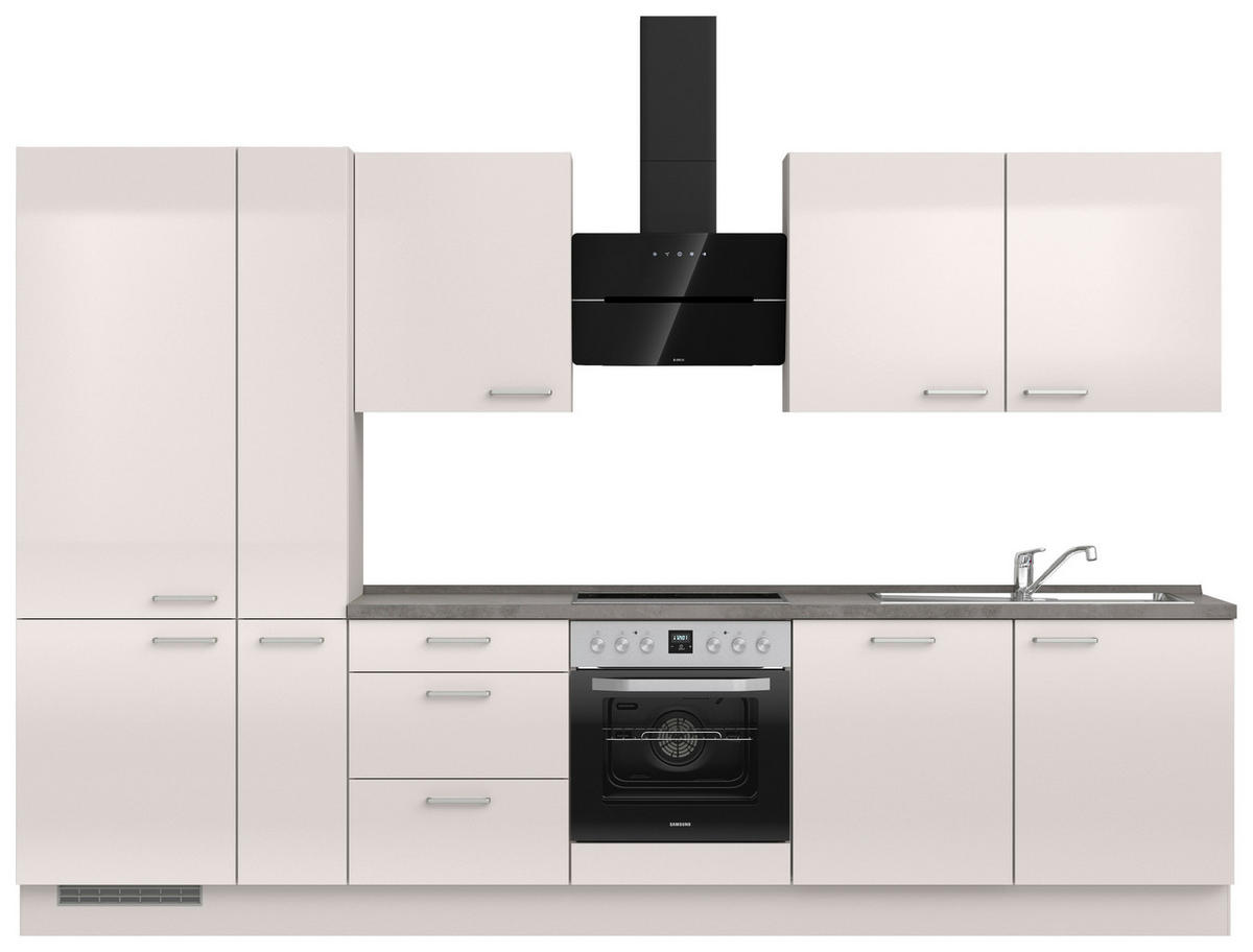 KÜCHENBLOCK Flash 330 cm  in Schieferfarben, Hellgrau  - Schieferfarben/Edelstahlfarben, MODERN, Holzwerkstoff/Metall (330cm) - Nobilia