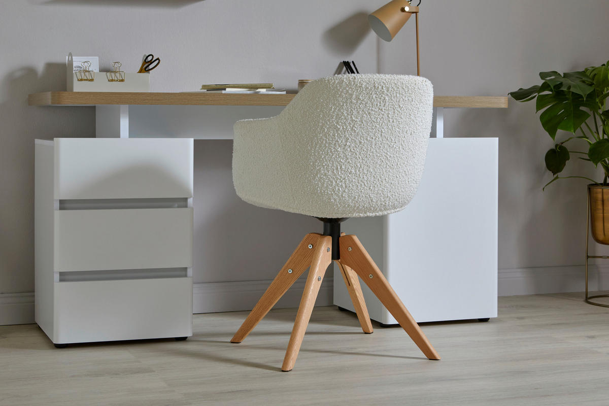 ARMLEHNSTUHL  in Webstoff  - Eichefarben/Weiß, MODERN, Holz/Kunststoff (56,5/59/79cm) - Livetastic