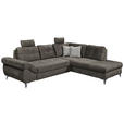 ECKSOFA Anthrazit Velours  - Anthrazit/Hellgrau, KONVENTIONELL, Kunststoff/Textil (275/218cm) - Carryhome