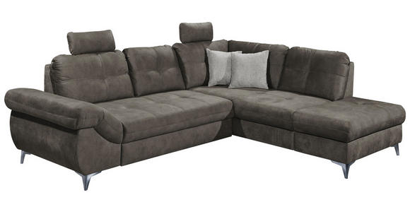 ECKSOFA Anthrazit Velours  - Anthrazit/Hellgrau, KONVENTIONELL, Kunststoff/Textil (275/218cm) - Carryhome