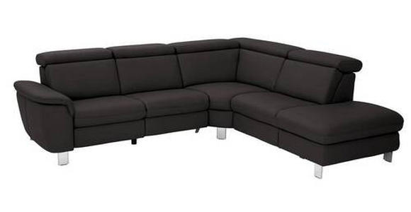 ECKSOFA in Echtleder Dunkelbraun  - Dunkelbraun/Alufarben, Design, Leder/Metall (271/242cm) - Cantus