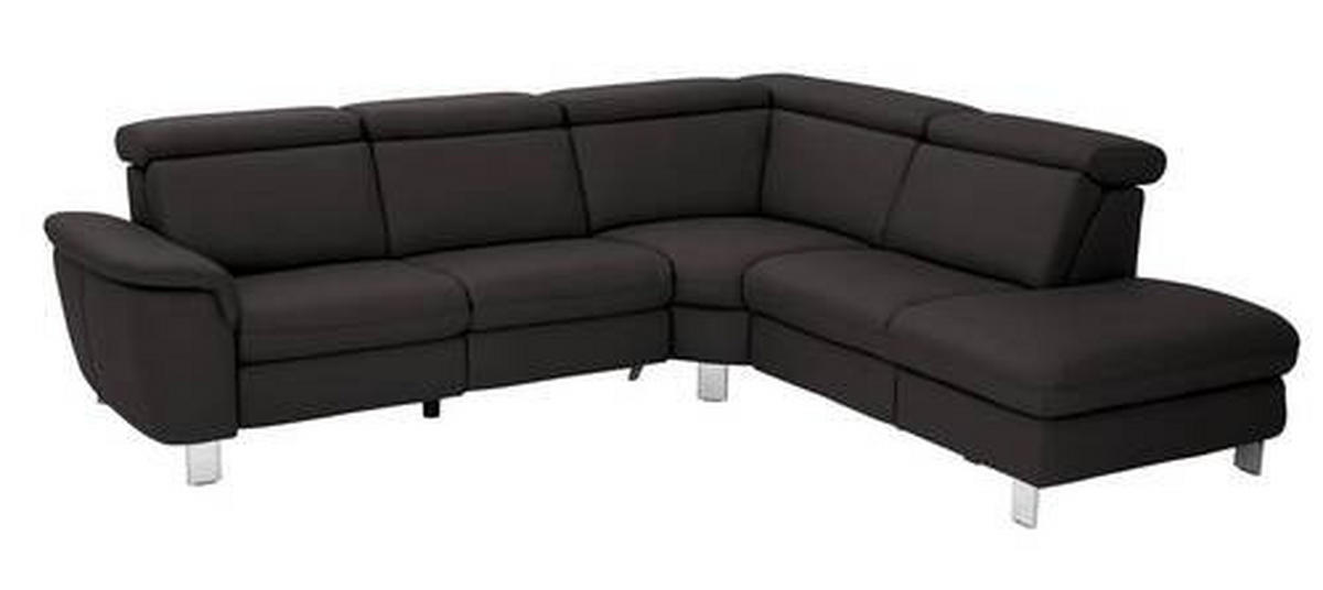 ECKSOFA in Echtleder Dunkelbraun  271/239 cm  - Dunkelbraun/Alufarben, Design, Leder/Metall (271/239cm) - Cantus