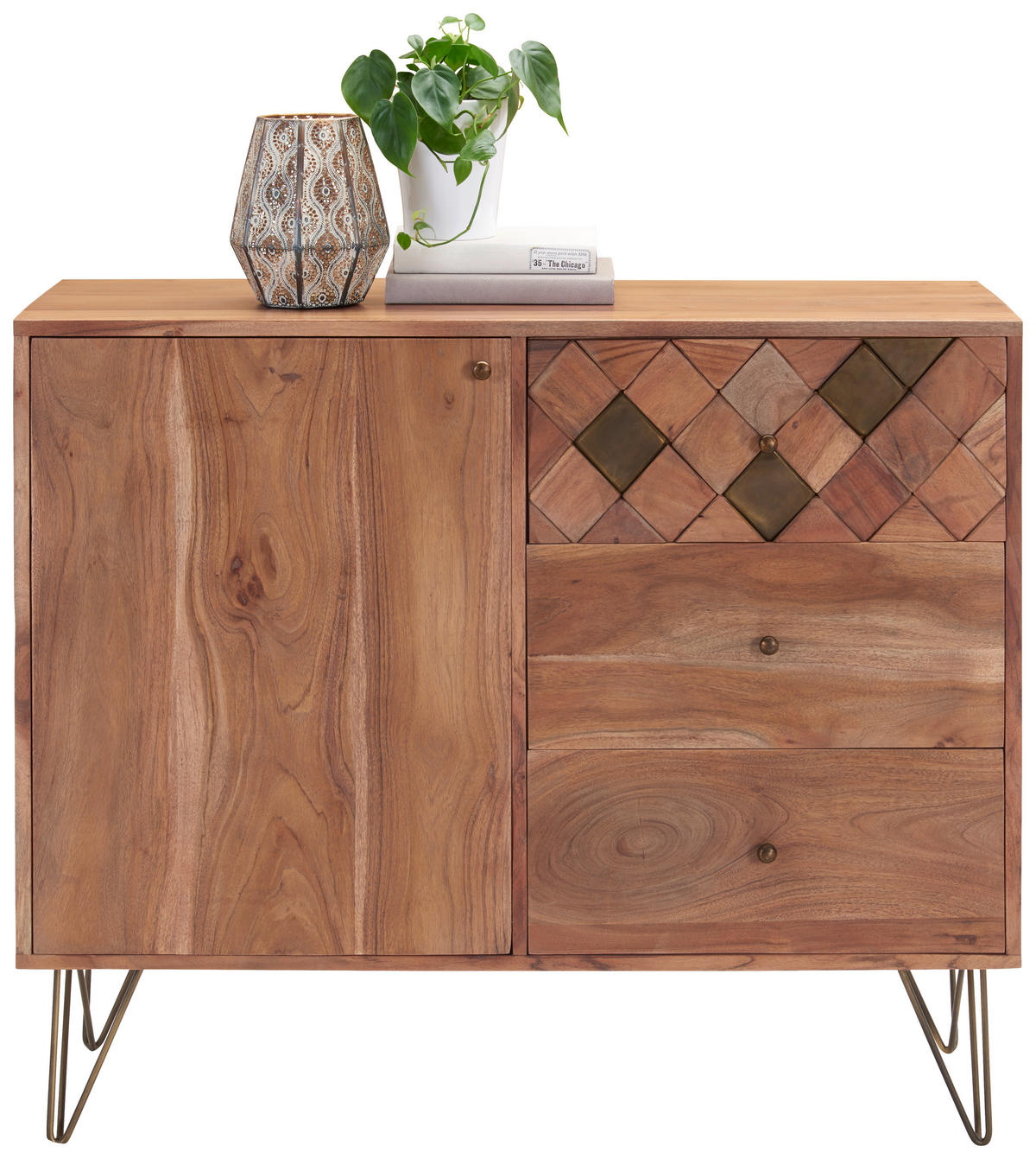 KOMMODE 105/88/40 cm  in Akaziefarben, Bronzefarben  - Bronzefarben/Akaziefarben, Trend, Holz/Metall (105/88/40cm) - Ambia Home