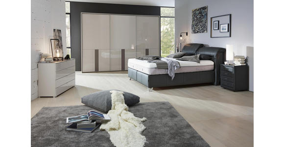 BOXSPRINGBETT 180/200 cm INKL. Matratze, Topper - Chromfarben/Dunkelgrau, KONVENTIONELL, Leder (180/200cm) - Dieter Knoll