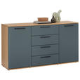 SIDEBOARD Tizio 151/82,5/46 cm 4 Schublade(n)  - Blau/Eichefarben, Design, Holzwerkstoff/Metall (151/82,5/46cm) - Dieter Knoll