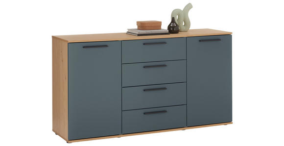 SIDEBOARD Tizio 151/82,5/46 cm 4 Schublade(n)  - Blau/Eichefarben, Design, Holzwerkstoff/Metall (151/82,5/46cm) - Dieter Knoll