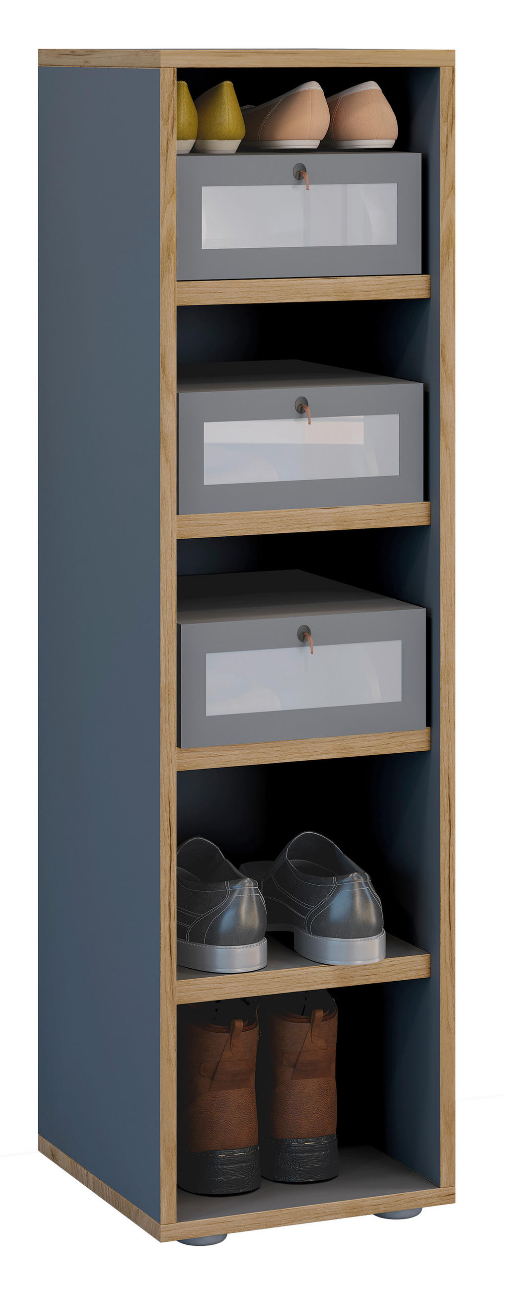 SCHUHREGAL Anthrazit, Honigeiche  - Honigeiche/Anthrazit, Design, Holzwerkstoff/Kunststoff (30/110/33cm) - MID.YOU