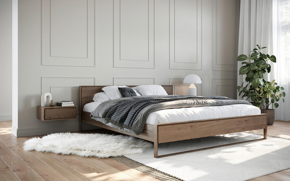 NACHTSCHRANK 50/19/35 cm Eiche massiv  - Eiche dunkel, MODERN, Holz (50/19/35cm) - Linea Natura