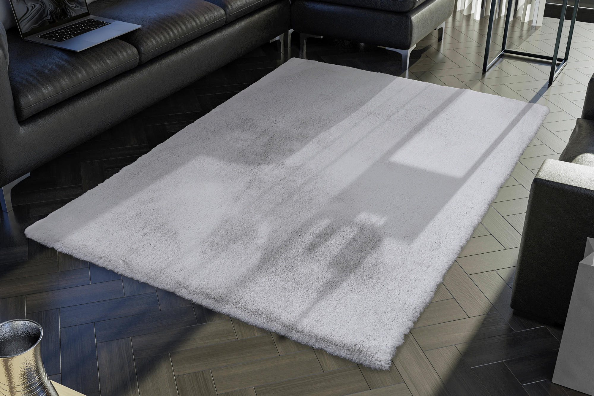 Thumbnail - Novel Hochflorteppich Silky Haven, Grau, Textil, Uni, rechteckig, 140x200 cm, Oeko-Tex® Standard 100, für Fußbodenheizun...