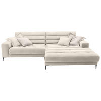 SEDEŽNA GARNITURA, gladka tkanina bež  - črna/bež, Design, kovina/tekstil (296/207cm) - Pure Home Lifestyle
