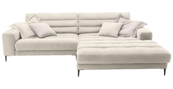 ECKSOFA Badia in Flachgewebe Beige  296/207 cm  - Beige/Schwarz, Design, Textil/Metall (296/207cm) - Dieter Knoll