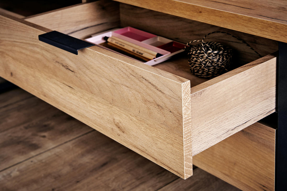 SCHREIBTISCH 120/55/76 cm  in Eichefarben  - Eichefarben/Anthrazit, MODERN, Holzwerkstoff/Metall (120/55/76cm) - Novel