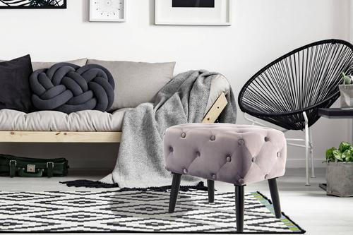 TABURET, textil, kompozitní dřevo, 40/48/60 cm - šedá/černá, Basics, kompozitní dřevo/textil (40/48/60cm)