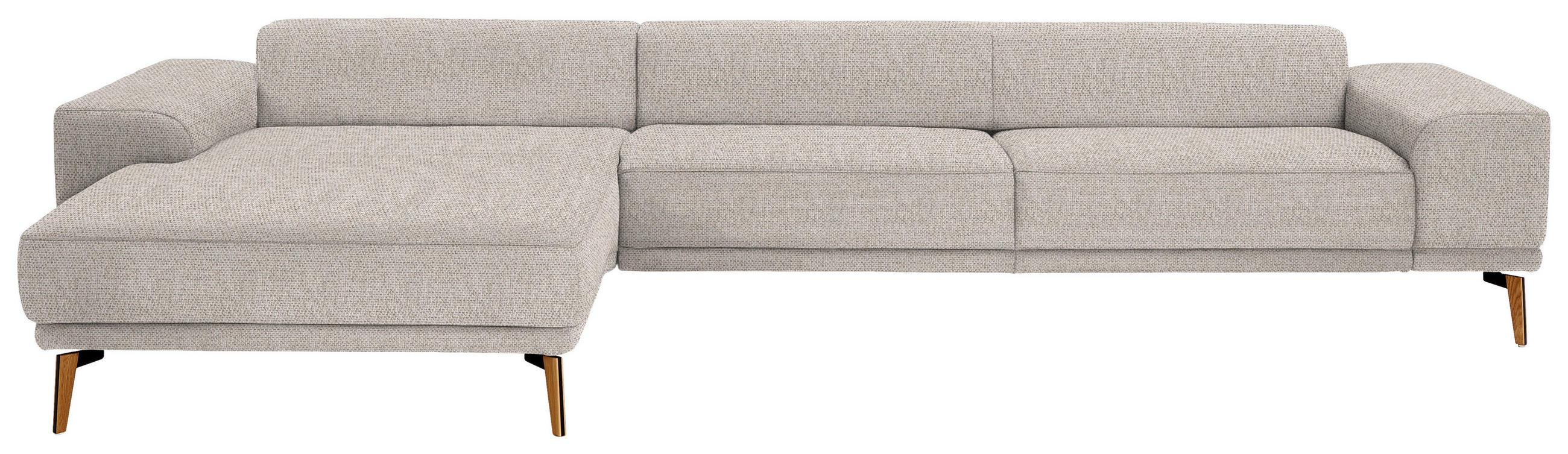 ECKSOFA in Flachgewebe Beige  - Wildeiche/Beige, Design, Holz/Textil (193/334cm) - Niels Andersson