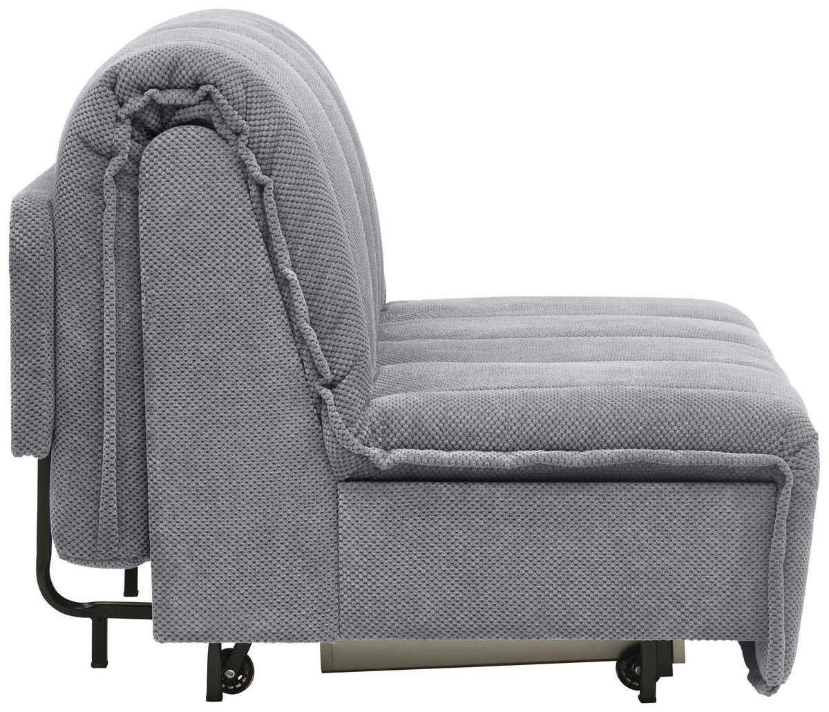 SCHLAFSOFA  mit Liegefunktion Velours Grau  - Schwarz/Grau, Design, Kunststoff/Textil (148/88/110cm) - Livetastic