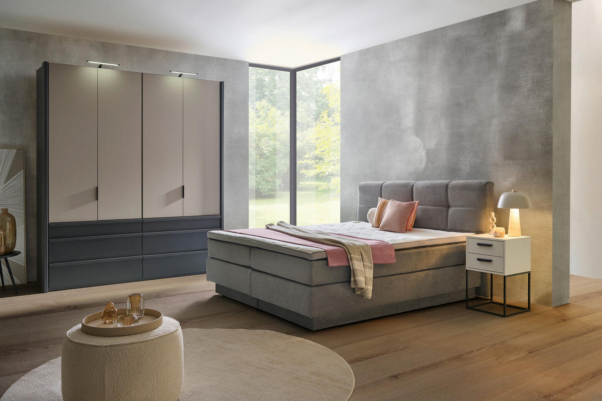 BOXSPRINGBETT 180/200 cm  in Grau  - Schwarz/Grau, KONVENTIONELL, Kunststoff/Textil (180/200cm) - Carryhome