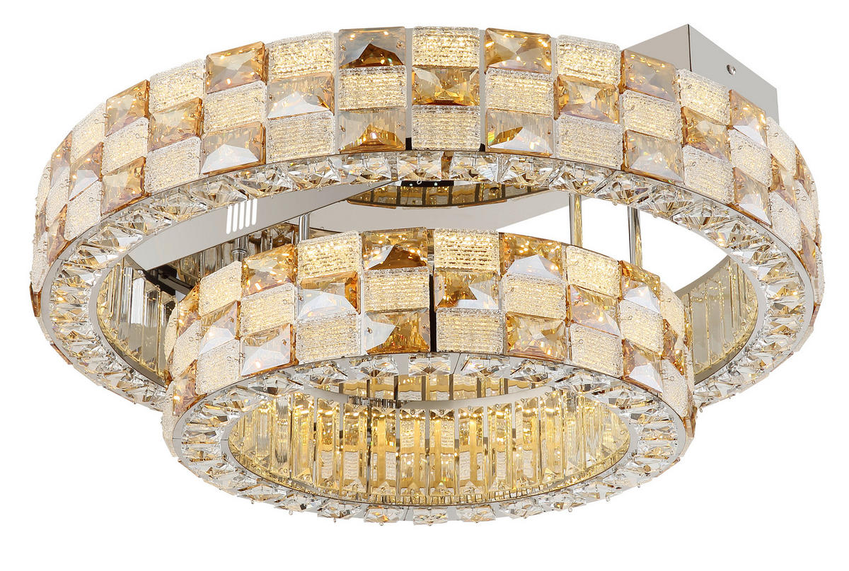 LED-DECKENLEUCHTE Lidia 61/24,5 cm  - Klar/Chromfarben, Design, Glas/Metall (61/24,5cm) - Globo