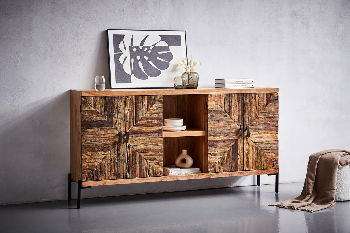 KOMMODE BREAD  in 174/93/40 cm  - Naturfarben/Akaziefarben, MODERN, Holz/Metall (174/93/40cm) - MID.YOU