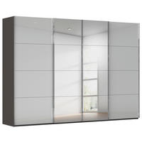 SCHWEBETÜRENSCHRANK Graphitfarben, Seidengrau  - Chromfarben/Seidengrau, Design, Glas/Holzwerkstoff (316/223/68cm) - Novel