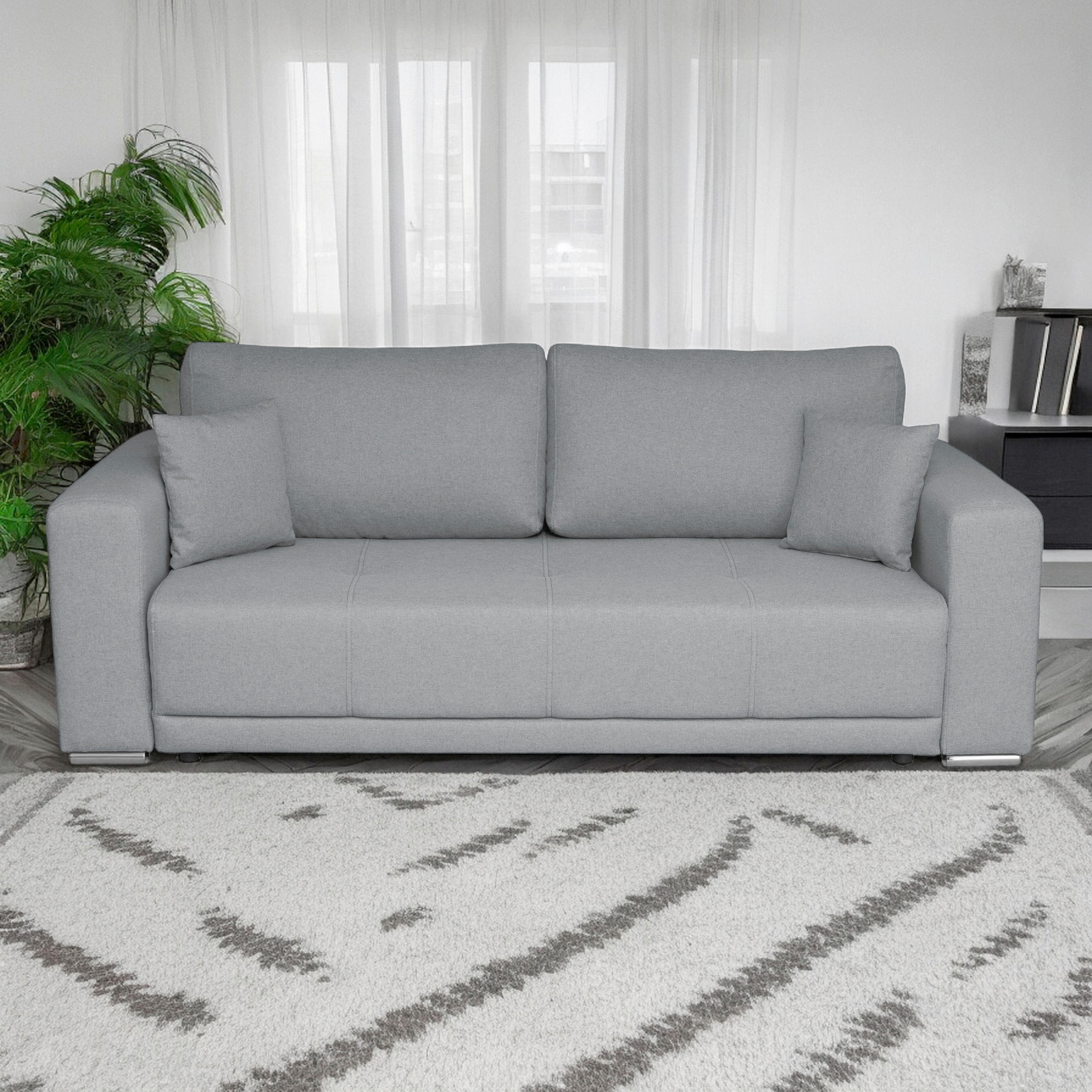SCHLAFSOFA in Struktur Grau  - Chromfarben/Schwarz, Design, Kunststoff/Textil (238/77/108cm) - P & B
