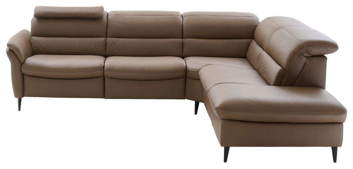 ECKSOFA Braun Echtleder  - Schwarz/Braun, Design, Leder/Metall (287/260cm) - Valdera
