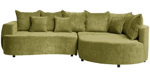ECKSOFA  in Chenille Olivgrün  307/194 cm  - Schwarz/Olivgrün, MODERN, Kunststoff/Textil (307/194cm) - Carryhome
