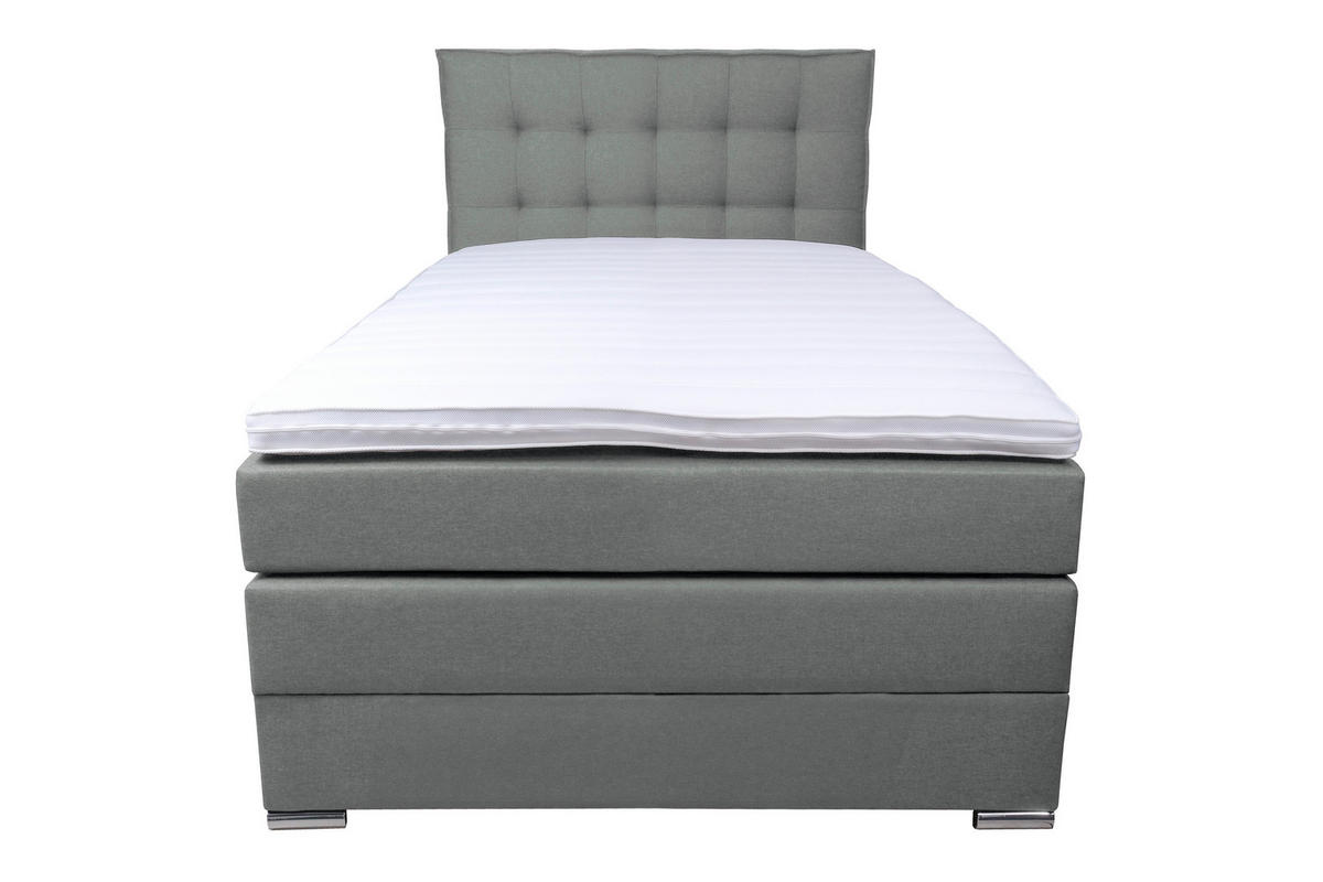 BOXSPRINGBETT 120/200 cm  in Dunkelgrau  - Chromfarben/Dunkelgrau, Konventionell, Kunststoff/Textil (120/200cm) - Boxxx
