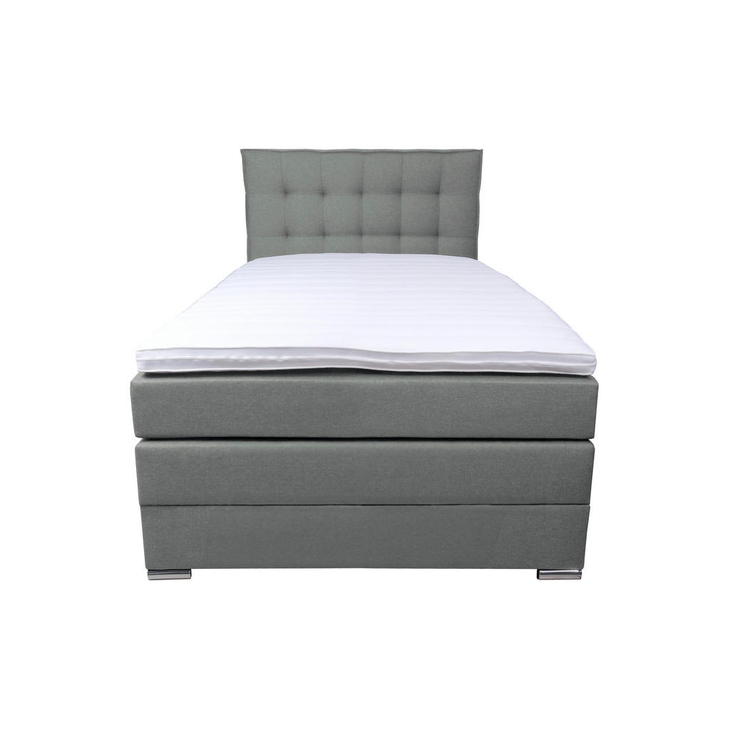 Thumbnail - Boxxx Boxspringbett, Dunkelgrau, Textil, H3, 5-Zonen, Höhe ca. 18 cm, 120x200 cm, Oeko-Tex® Standard 100, Topper durchge...