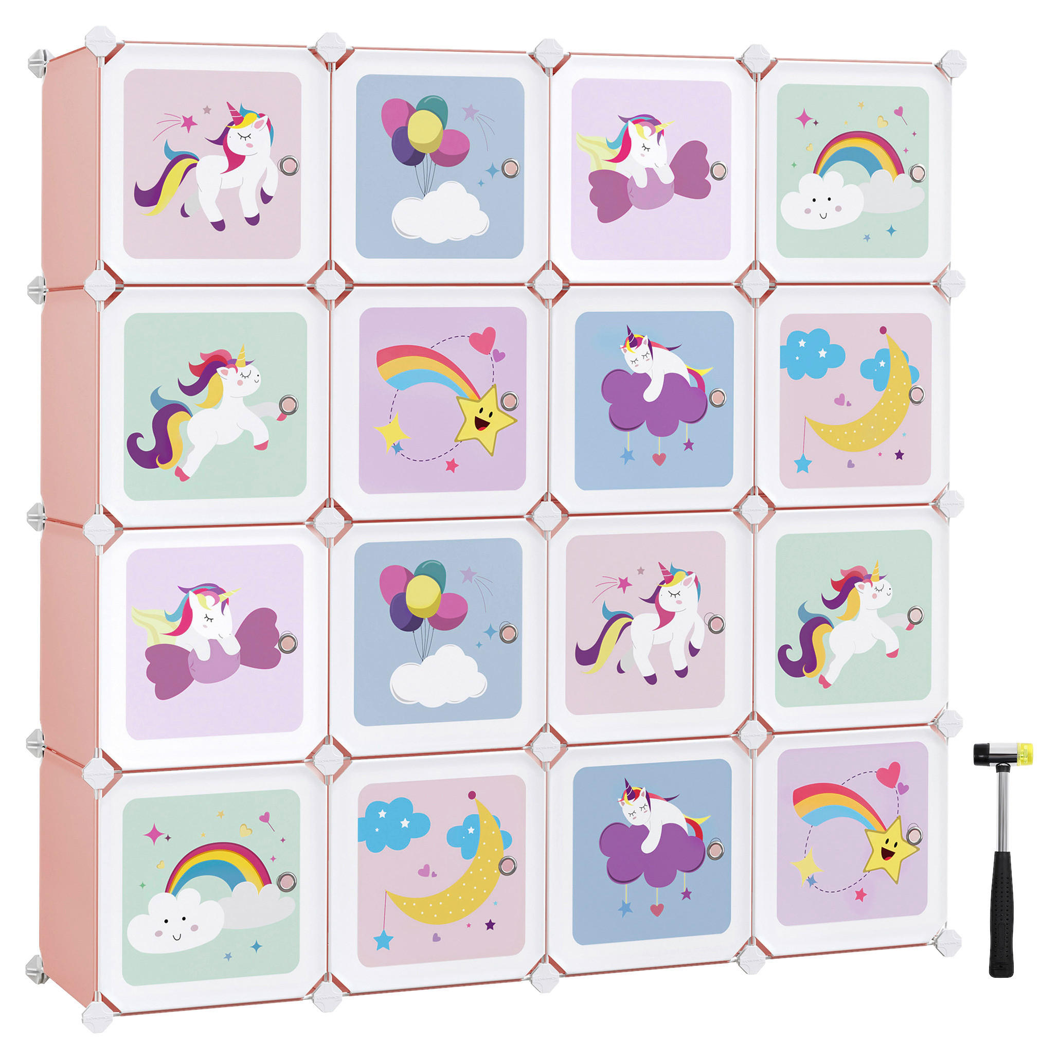 KINDERREGAL 123/123/31 cm  - Pink/Rosa, MODERN, Kunststoff/Metall (123/123/31cm) - MID.YOU