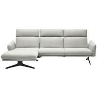 ECKSOFA in Flachgewebe Weiß  152/259 cm  - Schwarz/Weiß, Design, Textil/Metall (152/259cm) - Dieter Knoll