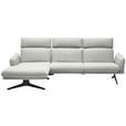 ECKSOFA in Flachgewebe Weiß  152/259 cm  - Schwarz/Weiß, Design, Textil/Metall (152/259cm) - Dieter Knoll