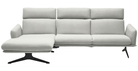 ECKSOFA in Flachgewebe Weiß 152/259 cm - Schwarz/Weiß, Design, Textil/Metall (152/259cm) - Dieter Knoll