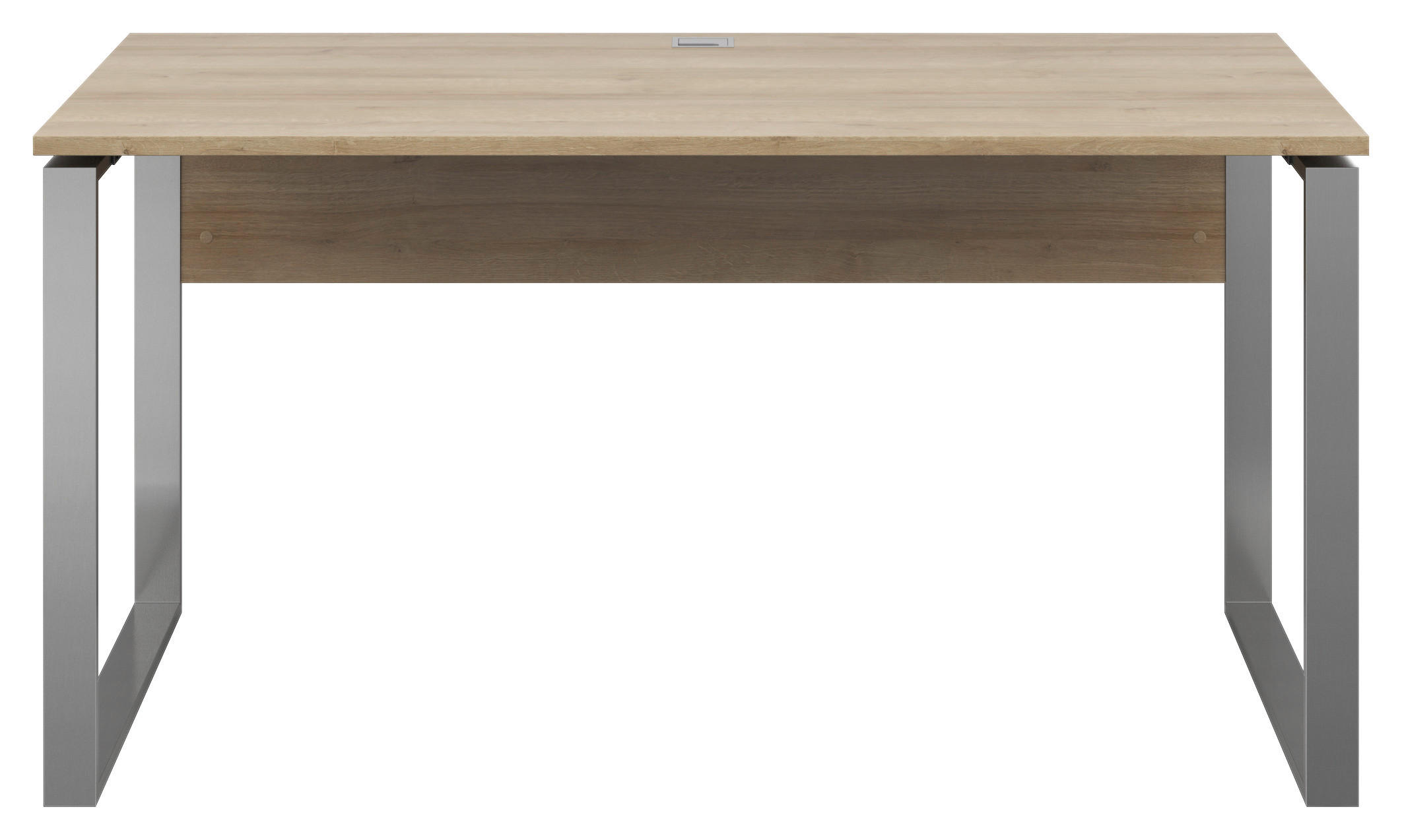 SCHREIBTISCH 150/76/77 cm  in Eichefarben  - Eichefarben/Silberfarben, KONVENTIONELL, Holzwerkstoff/Metall (150/76/77cm) - Voleo