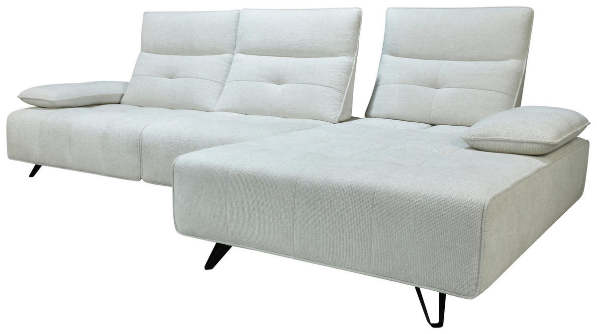 ECKSOFA Creme Chenille  - Creme/Schwarz, Design, Kunststoff/Textil (314/162cm) - Livetastic