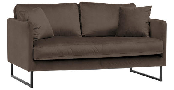 2-SITZER-SOFA in Samt Braun  - Schwarz/Braun, Design, Textil/Metall (150/78/84cm) - Carryhome