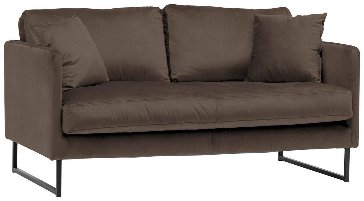 2-SITZER-SOFA Samt Braun  - Schwarz/Braun, Design, Textil/Metall (150/78/84cm) - Carryhome