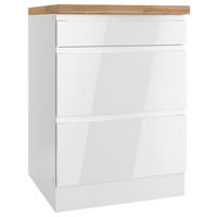 KÜCHENUNTERSCHRANK 60/86/60 cm  in Weiß, Eiche Wotan, Weiß Hochglanz  - Weiß Hochglanz/Eiche Wotan, LIFESTYLE, Holzwerkstoff (60/86/60cm) - Held