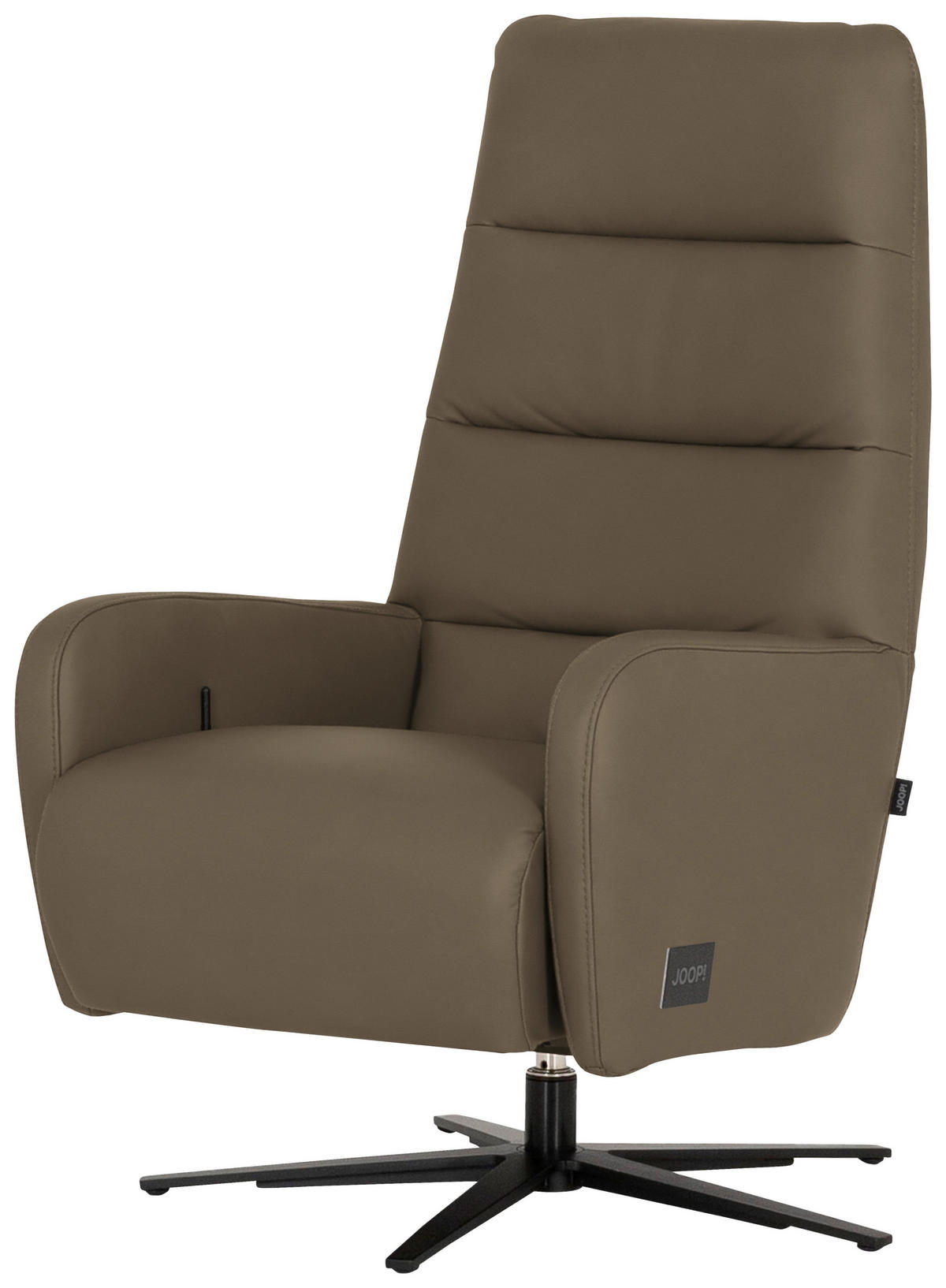 RELAXSESSEL Leder Graubraun  - Graubraun/Schwarz, Modern, Leder/Metall (66/110/83cm) - Joop!