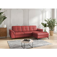 ECKSOFA ZORA E in Echtleder Rot  262/164 cm  - Rot/Schwarz, MODERN, Leder/Metall (262/164cm) - Sit & More