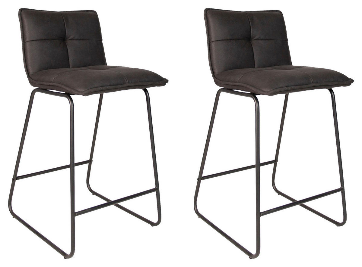 SADA BAROVÝCH STOLIČIEK 2 kus - čierna/antracitová, Konventionell, kov/textil (44/87/50cm) - MID.YOU