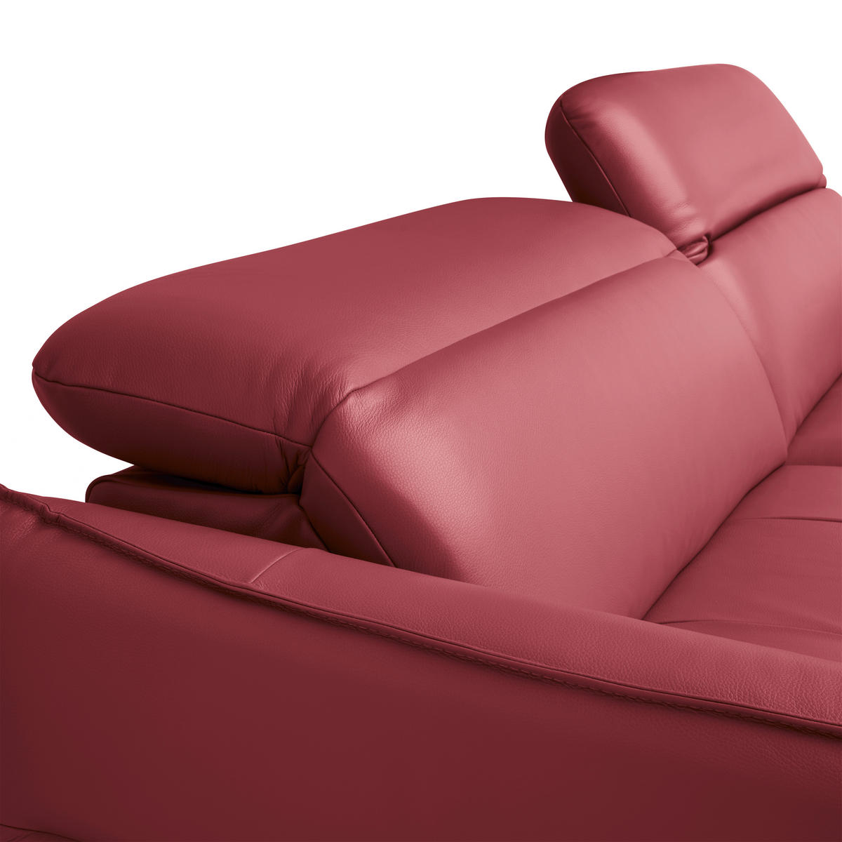 ECKSOFA inkl. Funktionen Rot Echtleder  - Rot/Schwarz, Design, Leder/Metall (246/175cm) - Celina Home