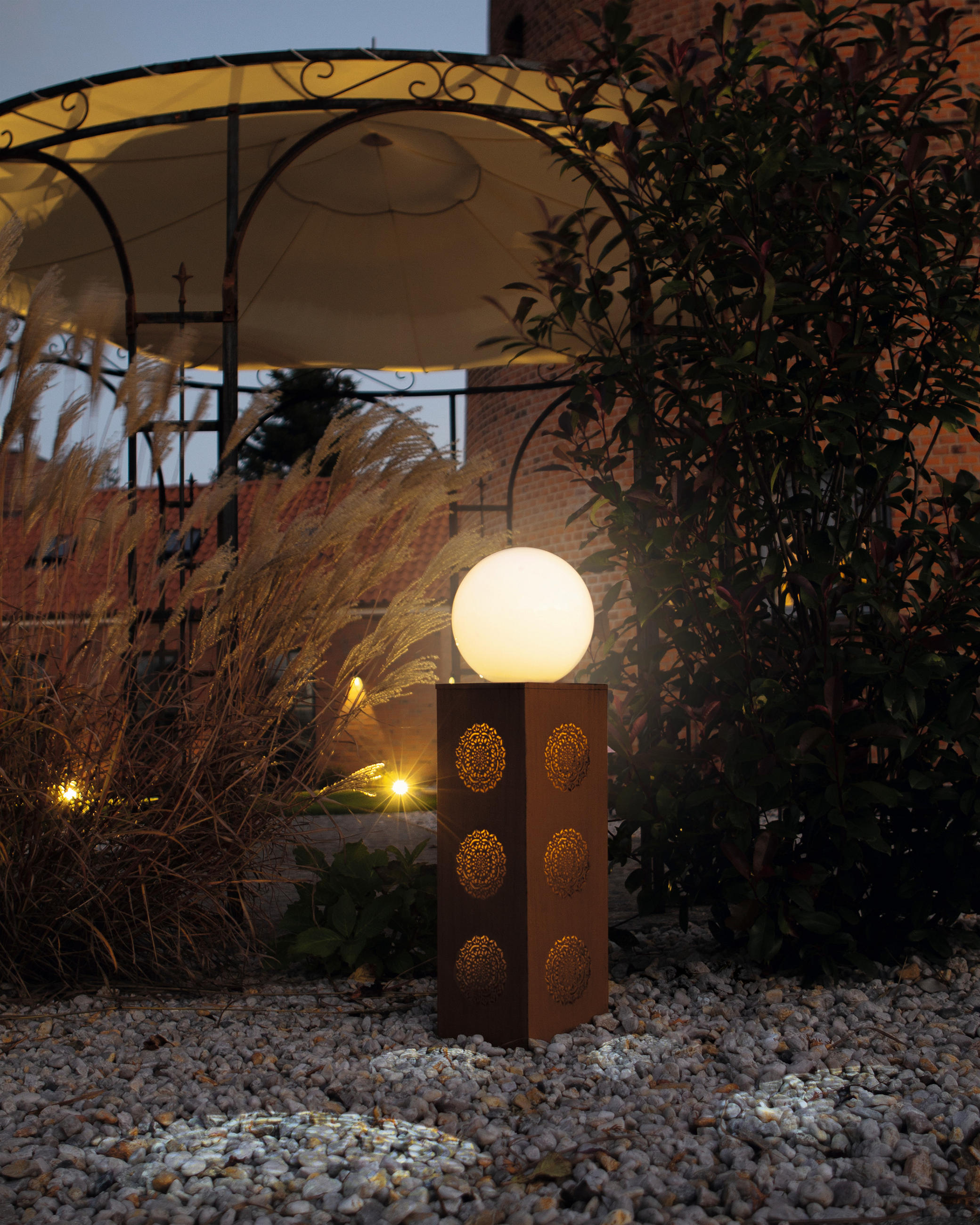 Dekosäule mit LED Beleuchtung - Rostfarben, LIFESTYLE, Metall (23/23/84cm)