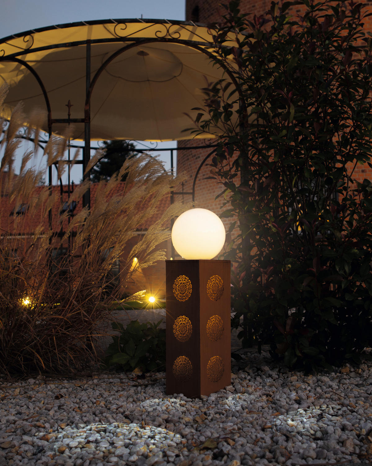 Dekosäule mit LED Beleuchtung - Rostfarben, LIFESTYLE, Metall (23/23/84cm)