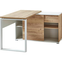 ECKSCHREIBTISCH 120/75/117 cm  in Eichefarben, Weiß  - Eichefarben/Weiß, Design, Holzwerkstoff/Metall (120/75/117cm) - Germania